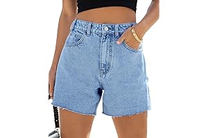 Dad Shorts for Women: Premium Denim Straight Leg Raw Hem Shorts