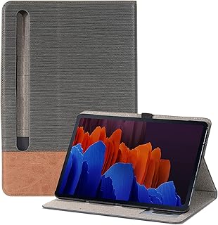 Case for Samsung GalaxyTab S7 FE 2021 12.4", TechCode Smart Folio Case Card Holders with Auto Sleep/Wake PU Leather Cover for Samsung Galaxy Tab S7 Plus/ S7 FE SM-T730/T736B/T970/T975 (D)