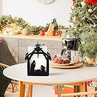 Vista 5 de Barydat Servilletero navideño para mesas, dispensador de pañuelos de madera, soporte para servilletas de cóctel vintage, dispensador de pañuelos