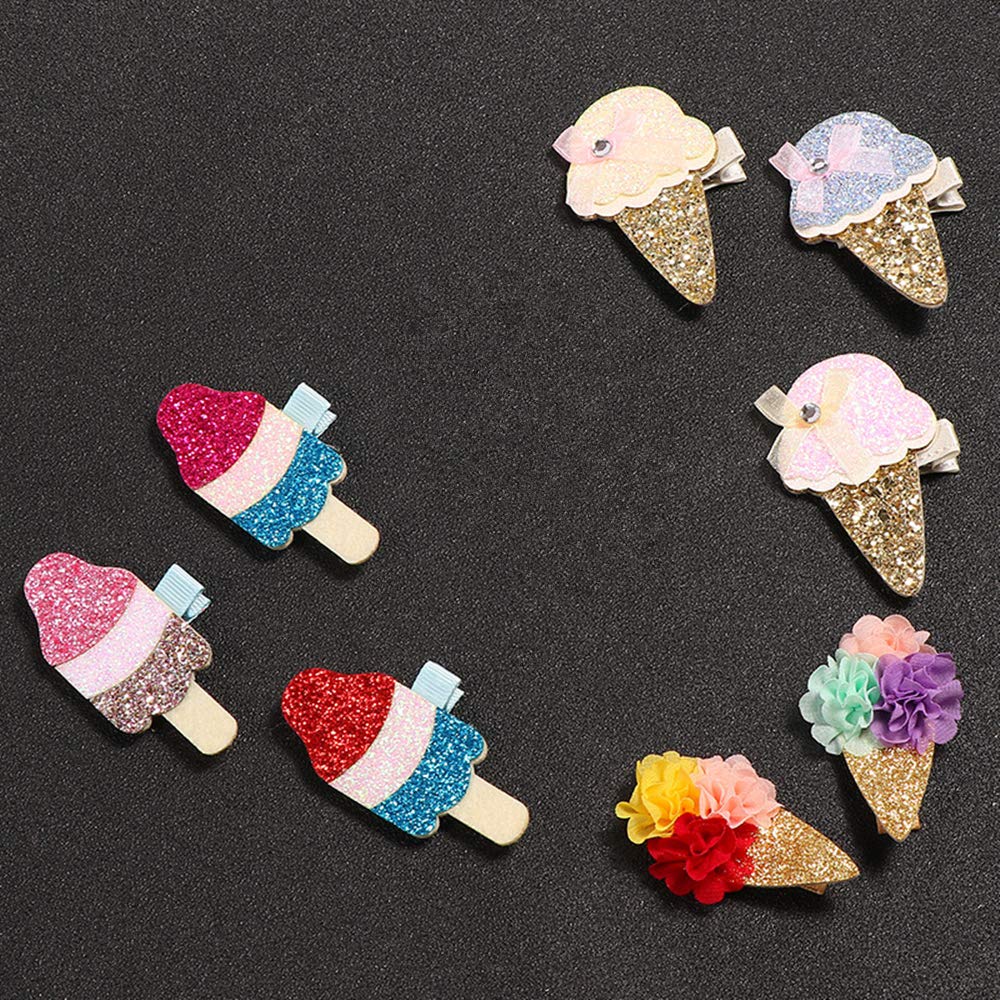 Amazon.com: Baby Girls Hair Clips Ice Cream Shape Clips Glitter Sparkly Hair  Bows Boutique Hair Barrettes hairpins hair accessories for Little Girls  Teens or women, 8 pcs : Baby