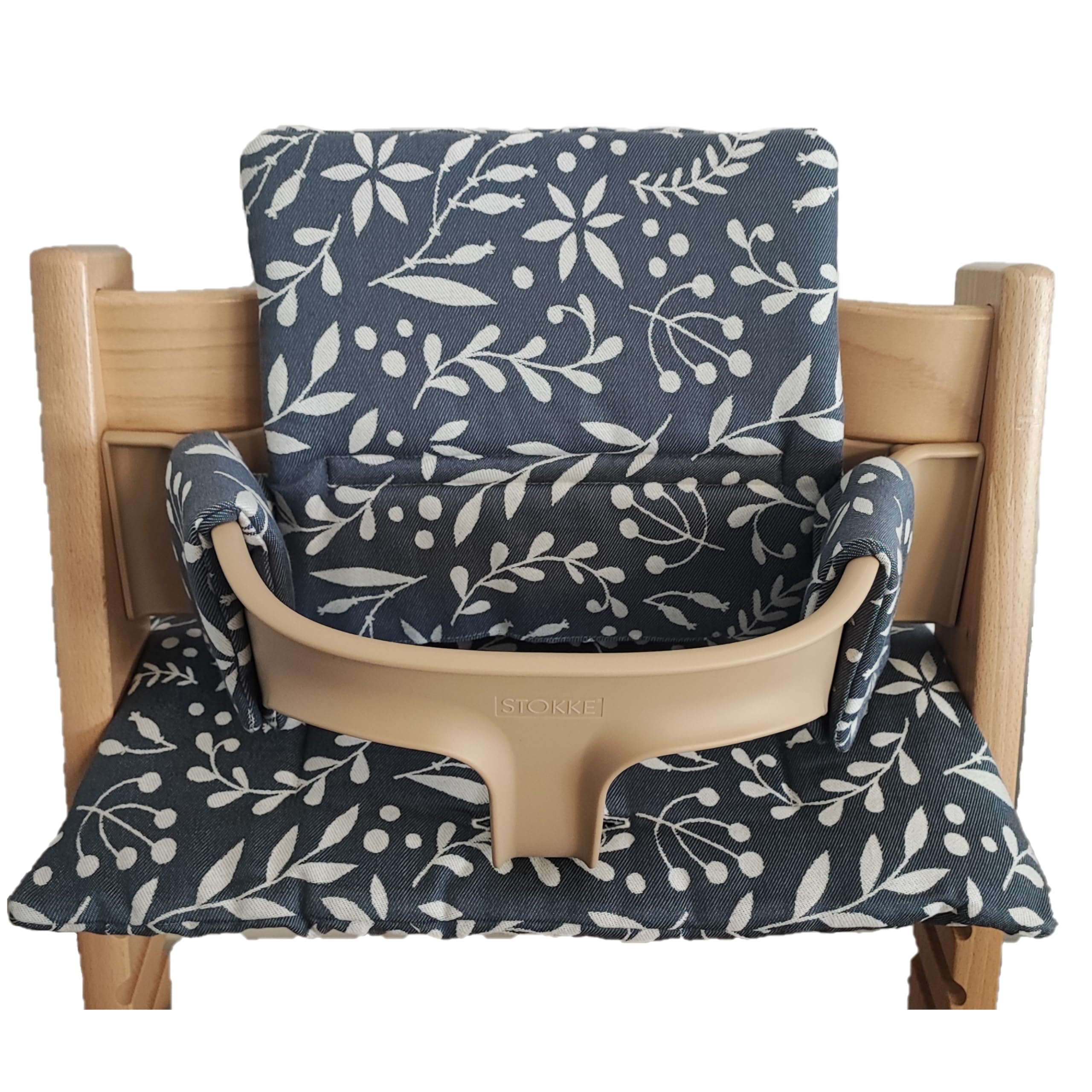 Kadem® Sitzkissen 100% Bio Baumwolle | Classic Kissen Sitzbezug Hochstuhlauflage | 2-teilig passend für Stokke Tripp Trapp Kinderhochstuhl | maschinenwaschbar einfache schnelle Befestigung | Lunaria