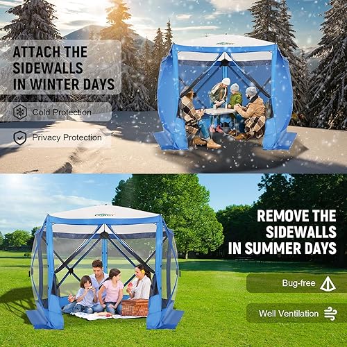 Miniatura 2 de COBIZI Tienda de campaña de 10 x 10 pies para camping, toldo de camping desplegable con paredes laterales, tienda de campaña portátil para