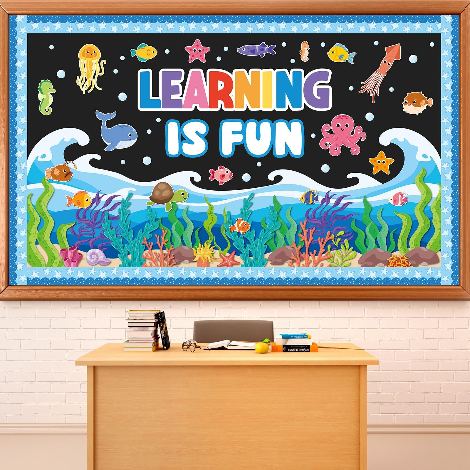 Summer Ocean Sea Bulletin Board Decorations Learning is Fun Positive for Summer Theme Classroom Back to School Bulletin Board Border Set Ocean Under