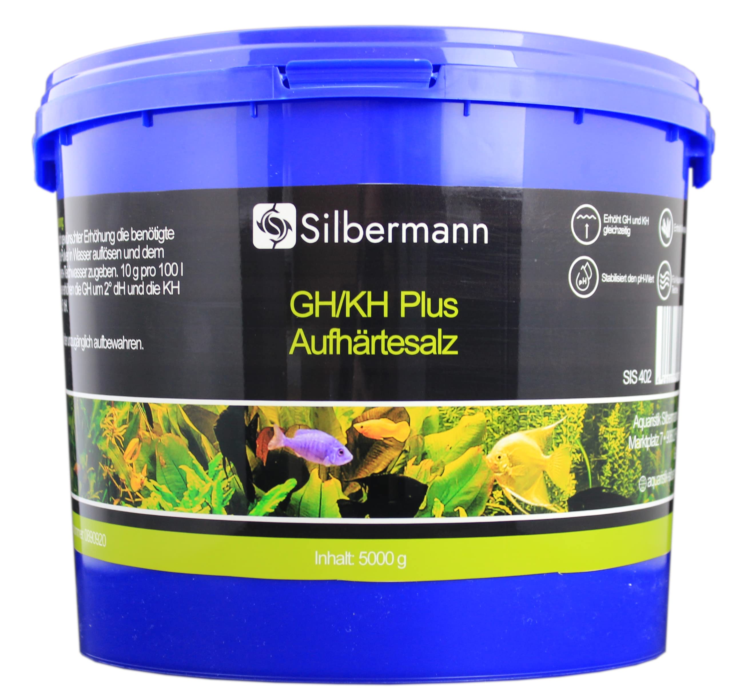 Silbermann GH/KH Plus – Sal de endurecimiento para Aumentar simultáneamente la dureza Total y carbonato 1000 g – Agua Dulce