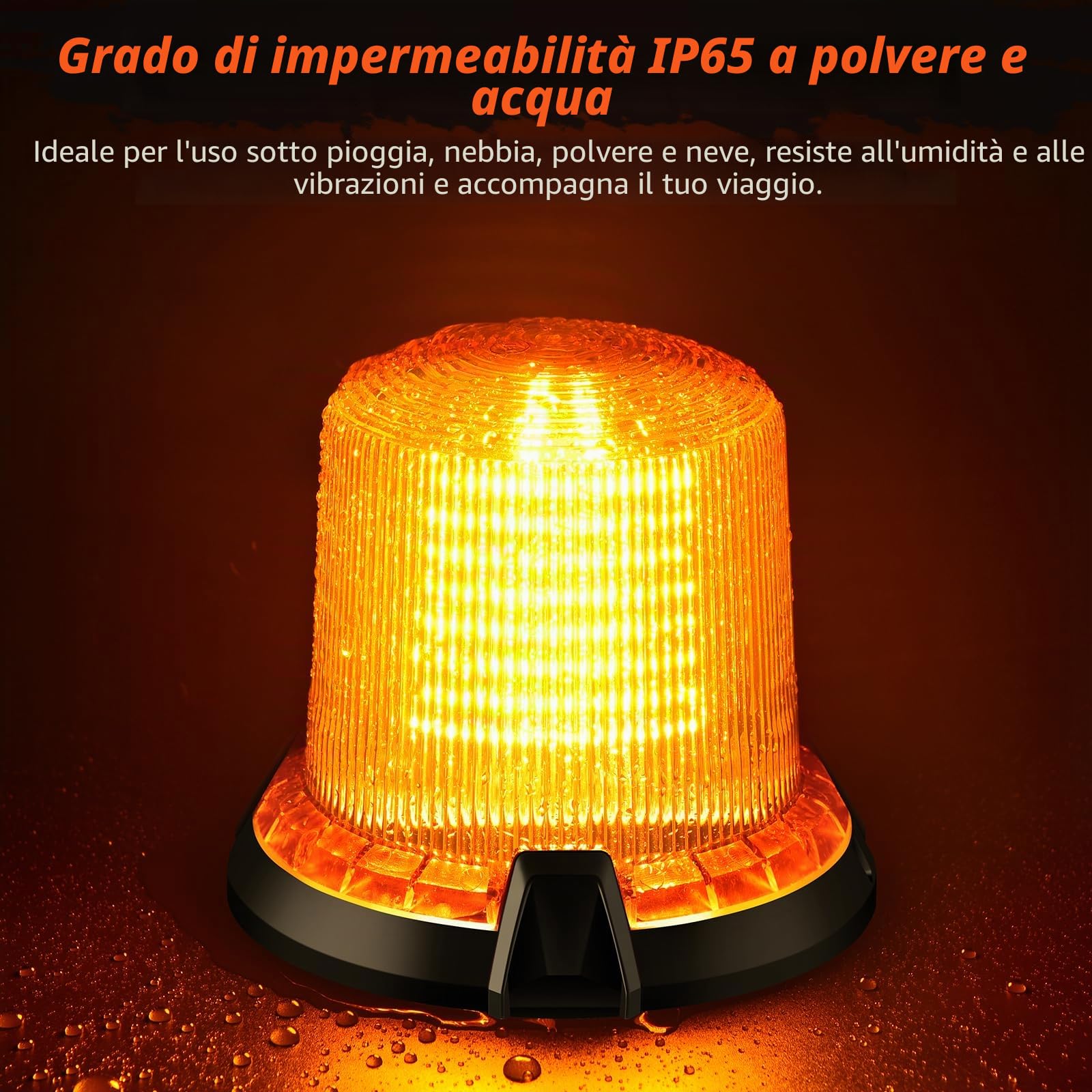 led Lampeggiante Arancione 2 Funzioni Flash Rotazione 12v/24v Lampeggianti per Trattori con 5m Cavo Alimentazione Base Magnetica, Luce Emergenza Veicoli Agricoli
