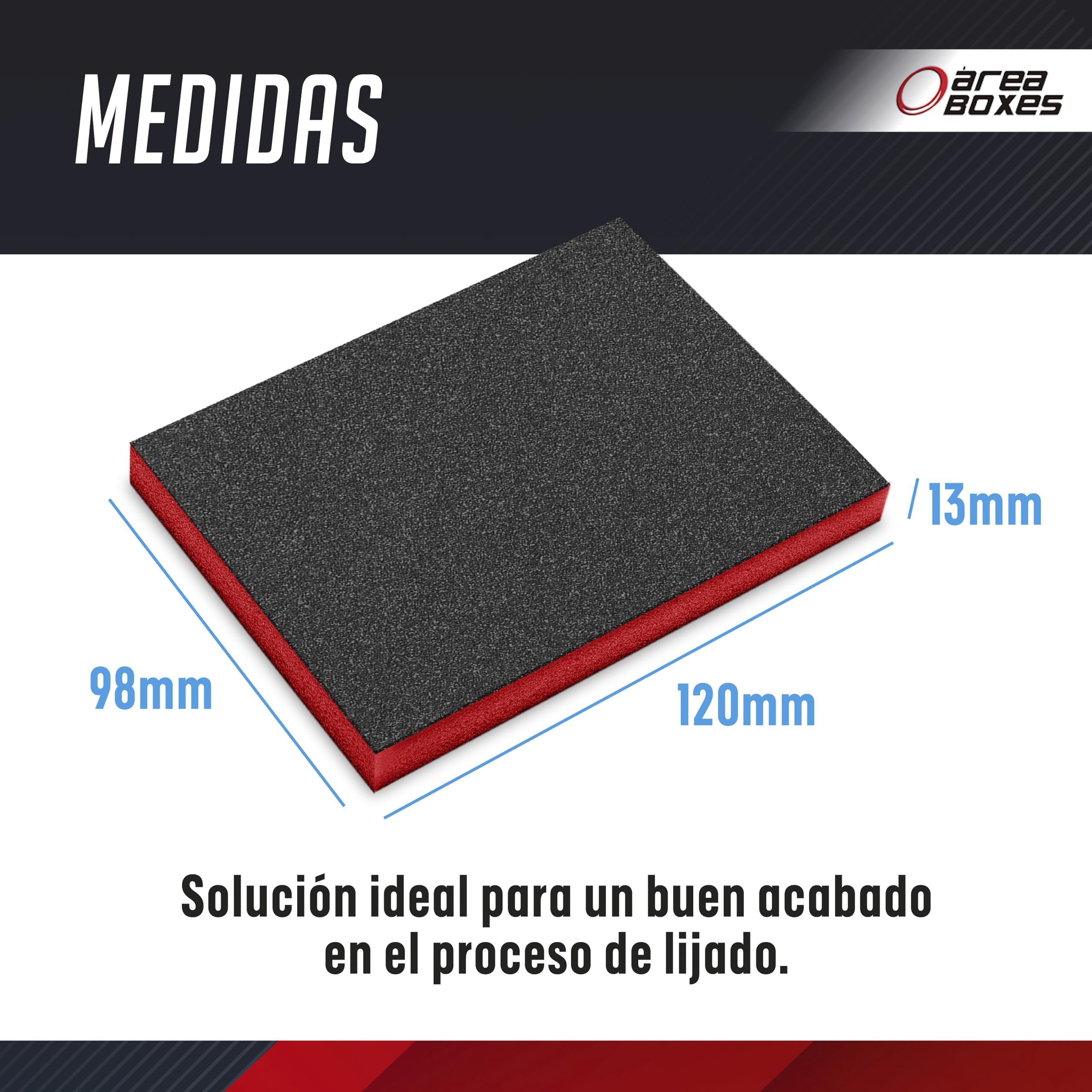 AREABOXES Esponjas de Lijado Abrasiva 21 Unidades [7 Fina 150, 7 SuperFina 220 y 7 MicroFina 280] para Lijado en Seco y Humedo, Todas Las Superficies, Doble Cara, Larga Duracion - 4