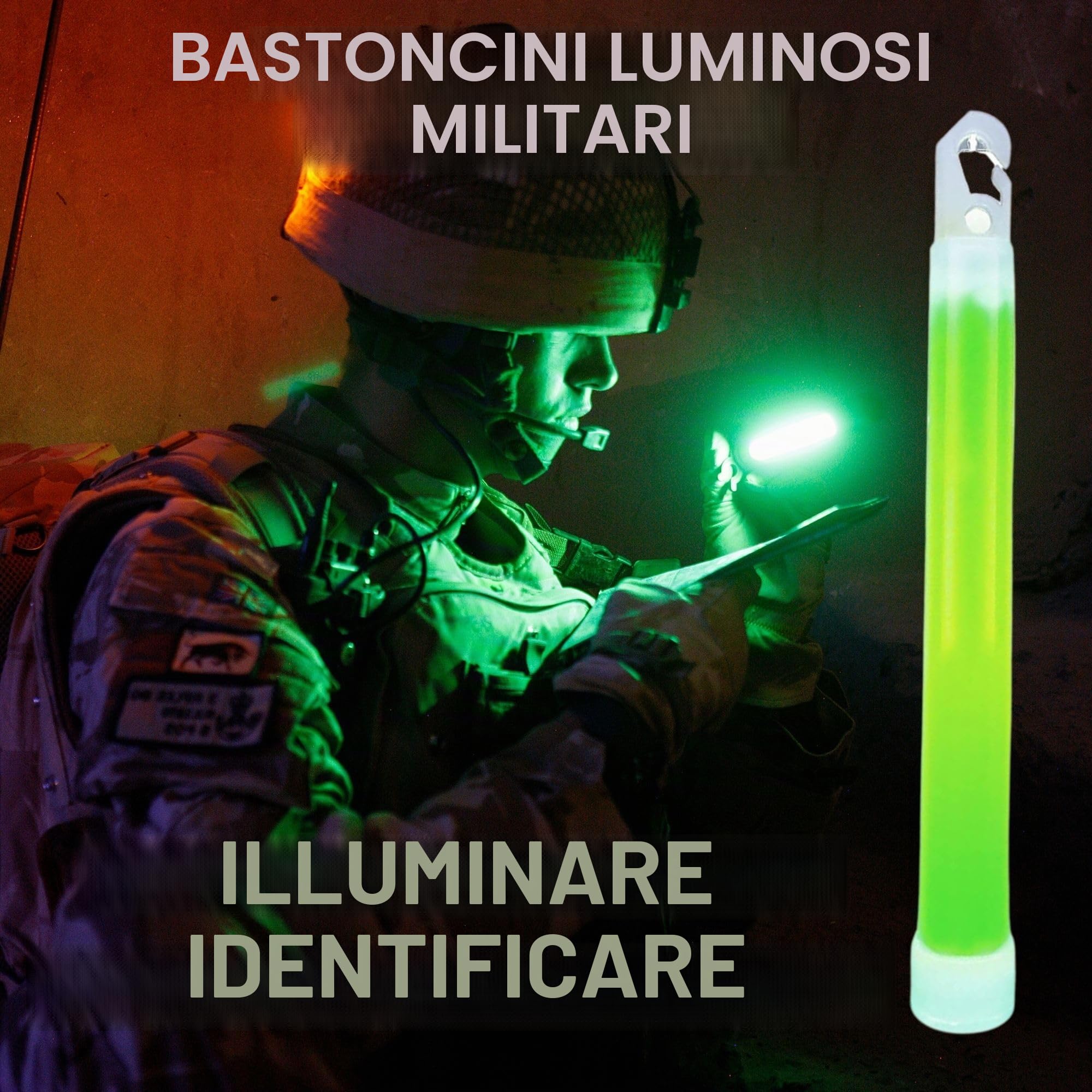 Cyalume Bastoncino luminoso verde militare ChemLight Lightsticks 15cm - Light Sticks ultra-luminosi 12 ore (Scatola da10)