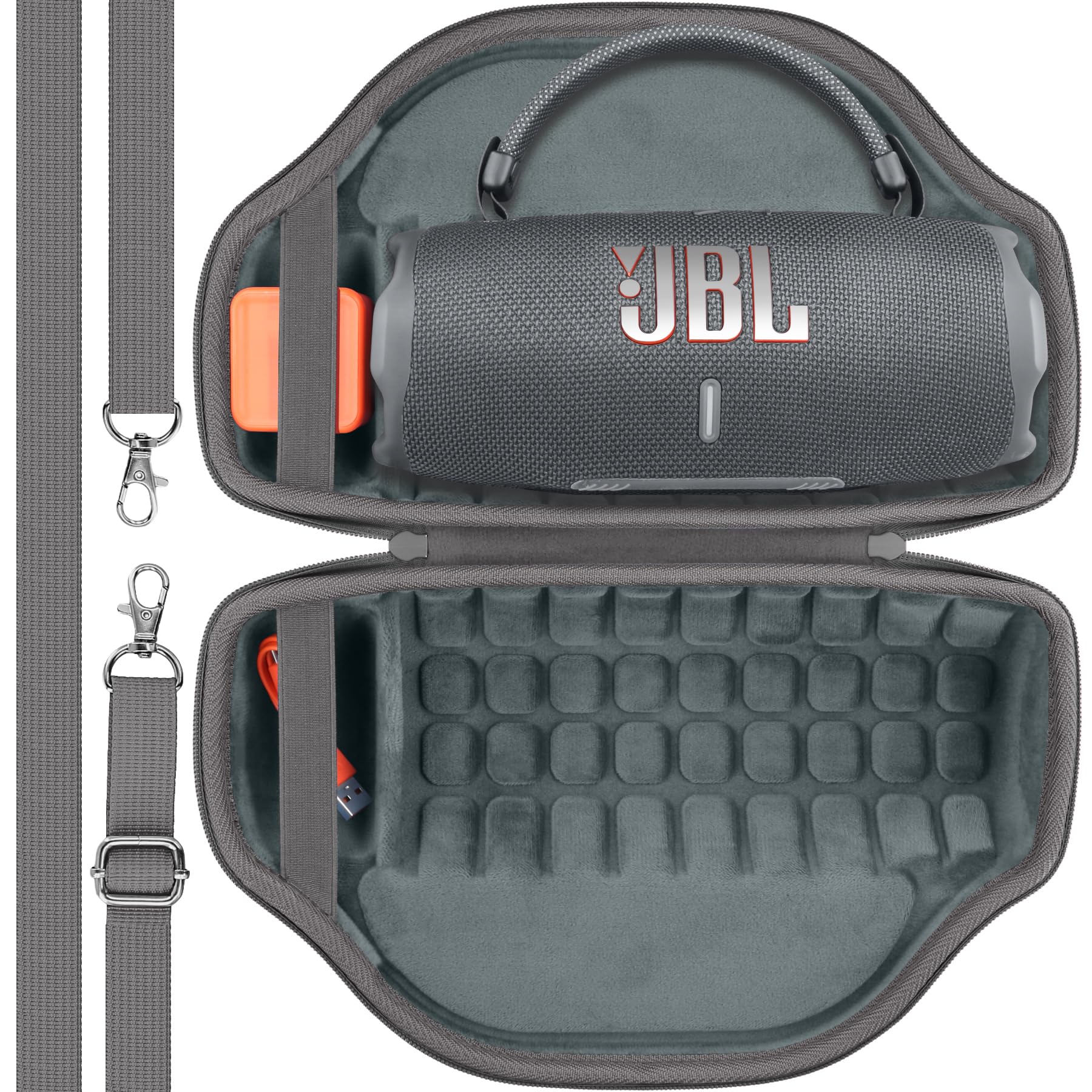 co2CREA Kompatybilny futerał z JBL Charge 6 Przenośny głośnik Bluetooth | Ultralekki, przenośny twardy futerał ochronny z uchwytem i odpinanym paskiem na ramię