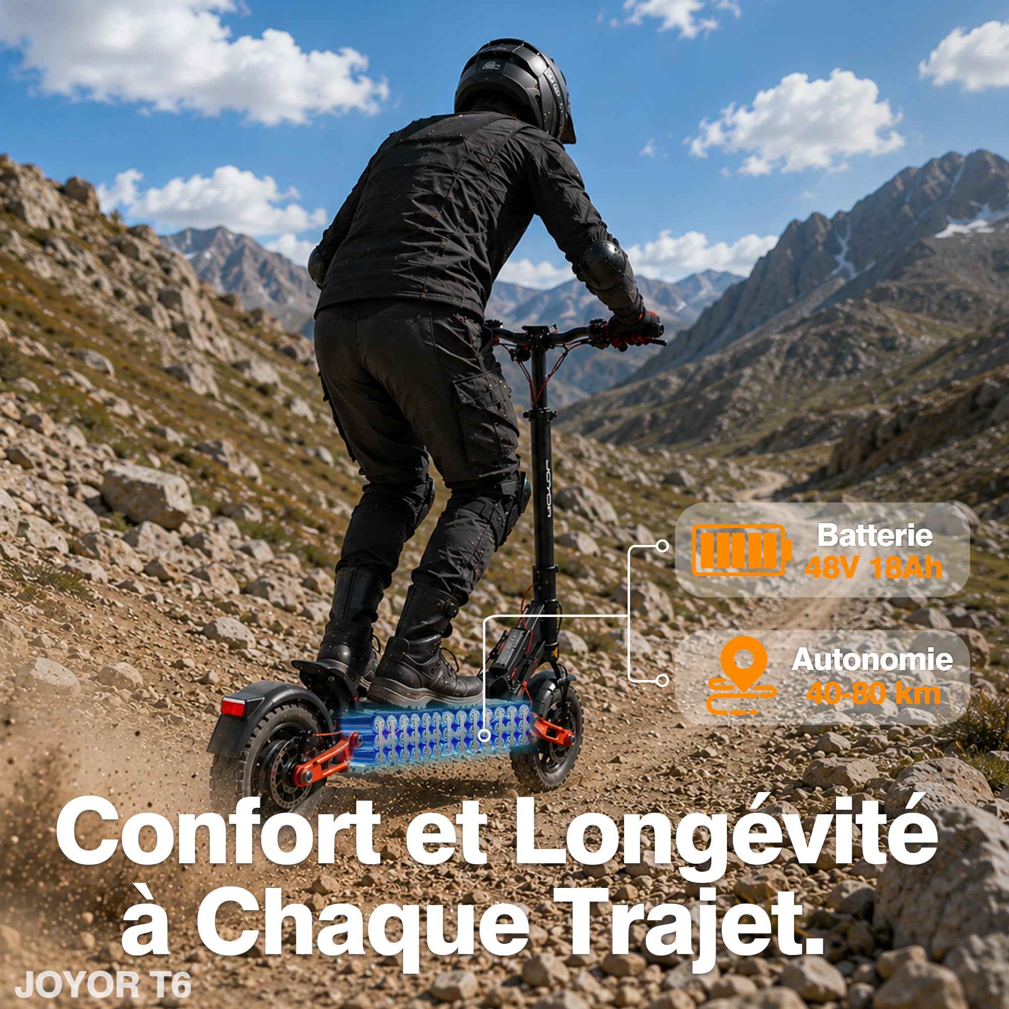 Trottinette Électrique Adulte 500W, Batterie 48V 18Ah, Autonomie 70 km, Vitesse 20 km/h, Pneus Gonflables 10”, Double Suspension, Freins à Disque, Cadre Aluminium, Pliable