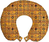 Vista 396 de Lunarable Teal Travel Pillow Neck Rest, Aquatic Fauna Theme Hand Drawn Style Various Starfish in Blue Shades, Memory Foam Traveling Accessory for