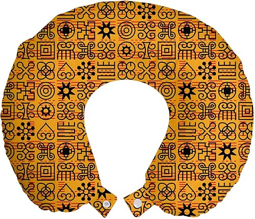 Miniatura 396 de Lunarable Teal Travel Pillow Neck Rest, Aquatic Fauna Theme Hand Drawn Style Various Starfish in Blue Shades, Memory Foam Traveling Accessory for