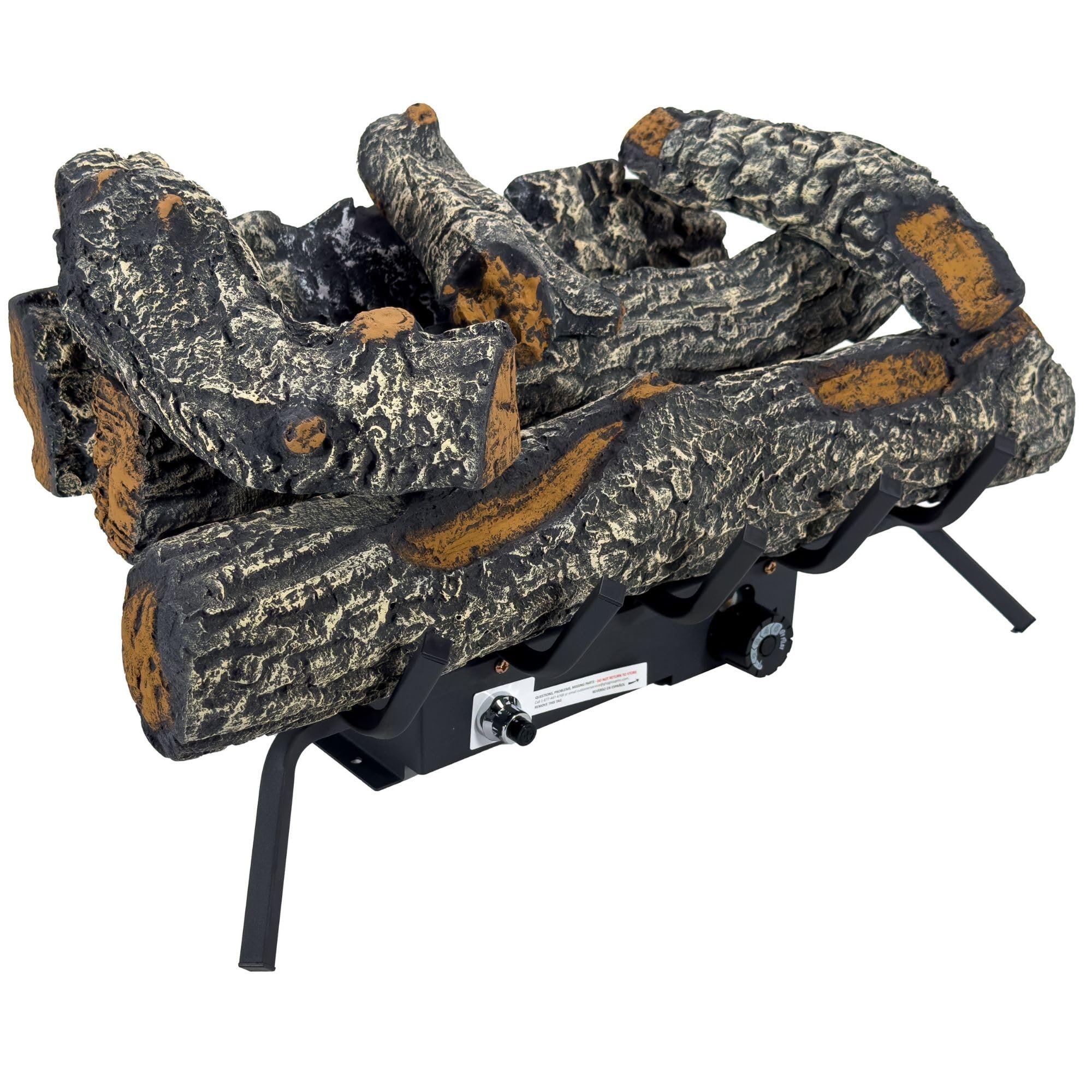 Comfort Glow Inserto de leña de Gas sin ventilación, 6 Troncos de Bosque Negro de 24 Pulgadas, Combustible Dual (LP/NG), Llama Amarilla Doble, termostato Ajustable, calienta 1,250 pies Cuadrados