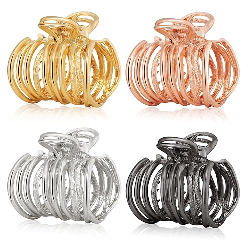 4 pinzas de pelo medianas, pinzas de metal para mujer, pinzas antideslizantes para cabello grueso, pinzas de garra para cabello fino, pinzas de pelo