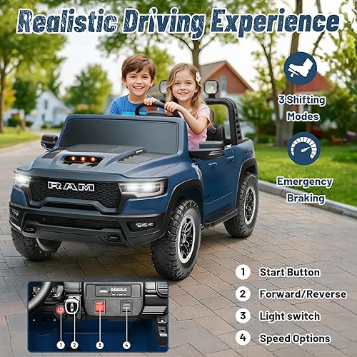 Miniatura 7 de Auto eléctrico para niños, Ram 1500 RHO, juguetes de paseo de 24 V para niños grandes, funciona con batería con control remoto para padres, luz LED,