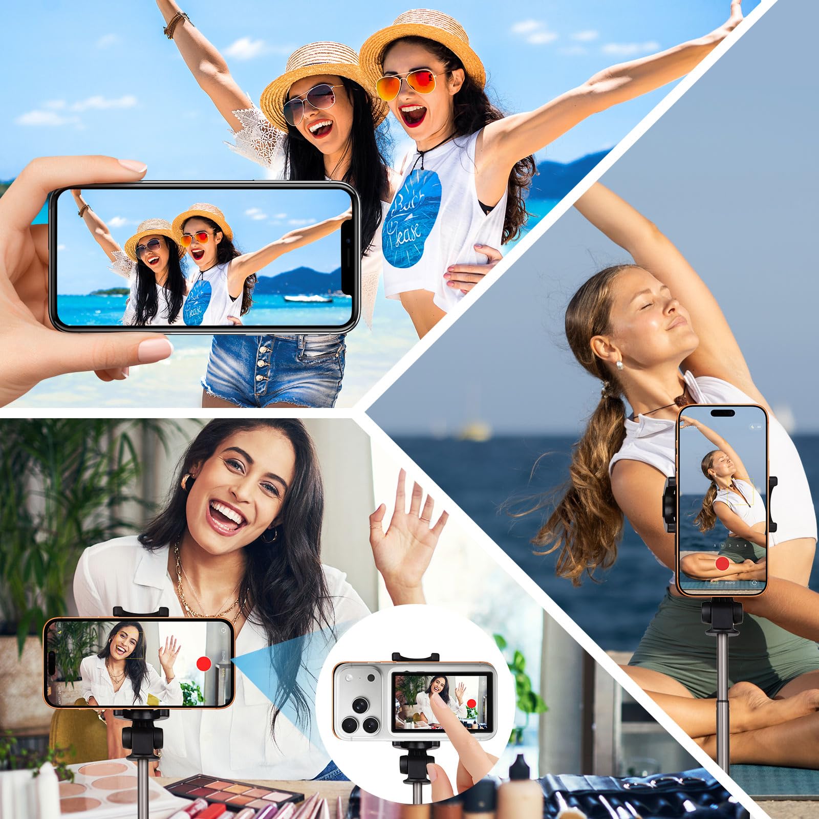 Schermo per selfie per iPhone e Android, con touchscreen, monitor magnetico per selfie Vlog, altoparlante integrato, mirroring in tempo reale, per selfie iPhone, YouTube, Vlog, Live Streaming