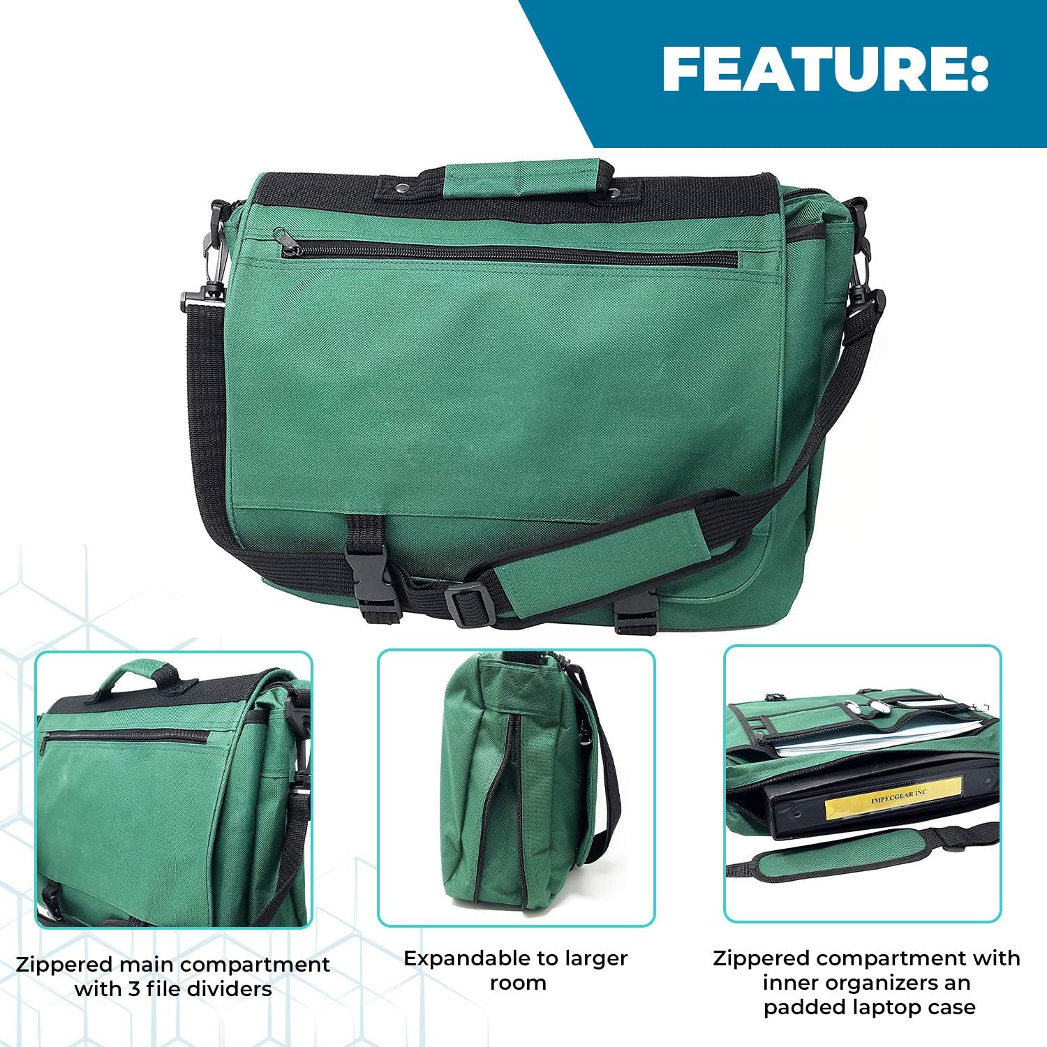 Impecgear 16.5" 17" Inches Expandable Laptop Case Briefcase Messenger Bag Computer Bag image 3