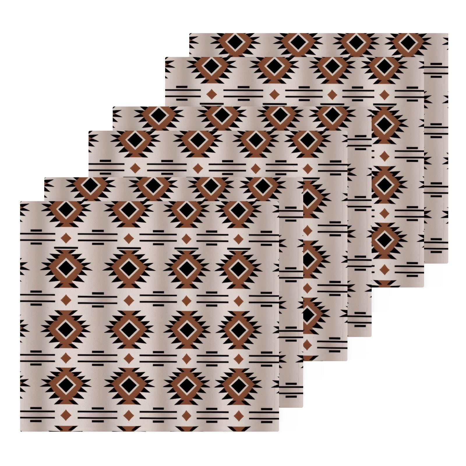 YANENDIE Western Aztec Washcloths Towels, Highly Absorbent and Soft Cotton Face Cloths, 6 Pack Quick Dry Wash Cloths - 12 X 12 Inches