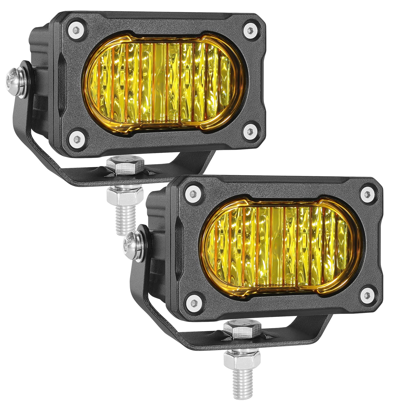 Yellow LED Pods 2Pcs 40W 3 Inch Yellow Flood Ditch Light Pod Lights Fog Lights small Amber light pods Off Road Driving for Trucks Motorcycle UTV Dirt Bike Surron
