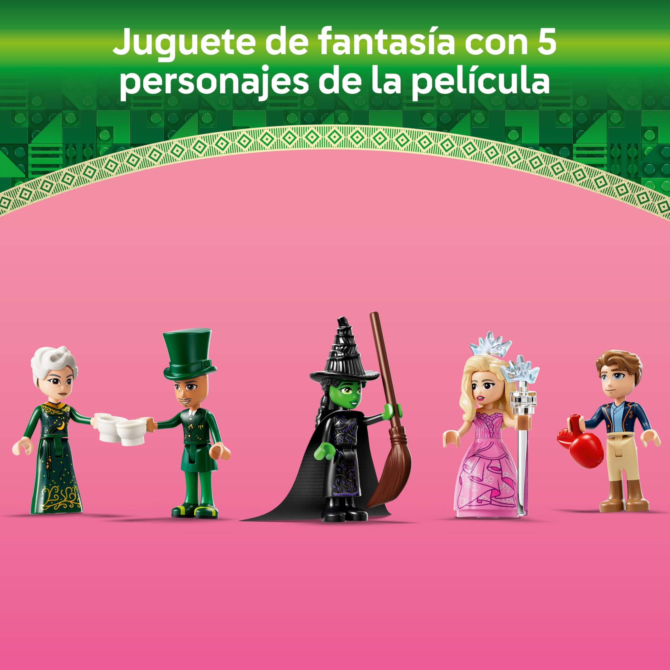 LEGO Wicked Bienvenidos a Emerald City, Ciudad de Juguete de Colección con Torre, Mini Muñecas de Glinda y Elphaba, Regalo para Niñas, Niños y Fans de la Película Musical de 9 Años o Más 75684