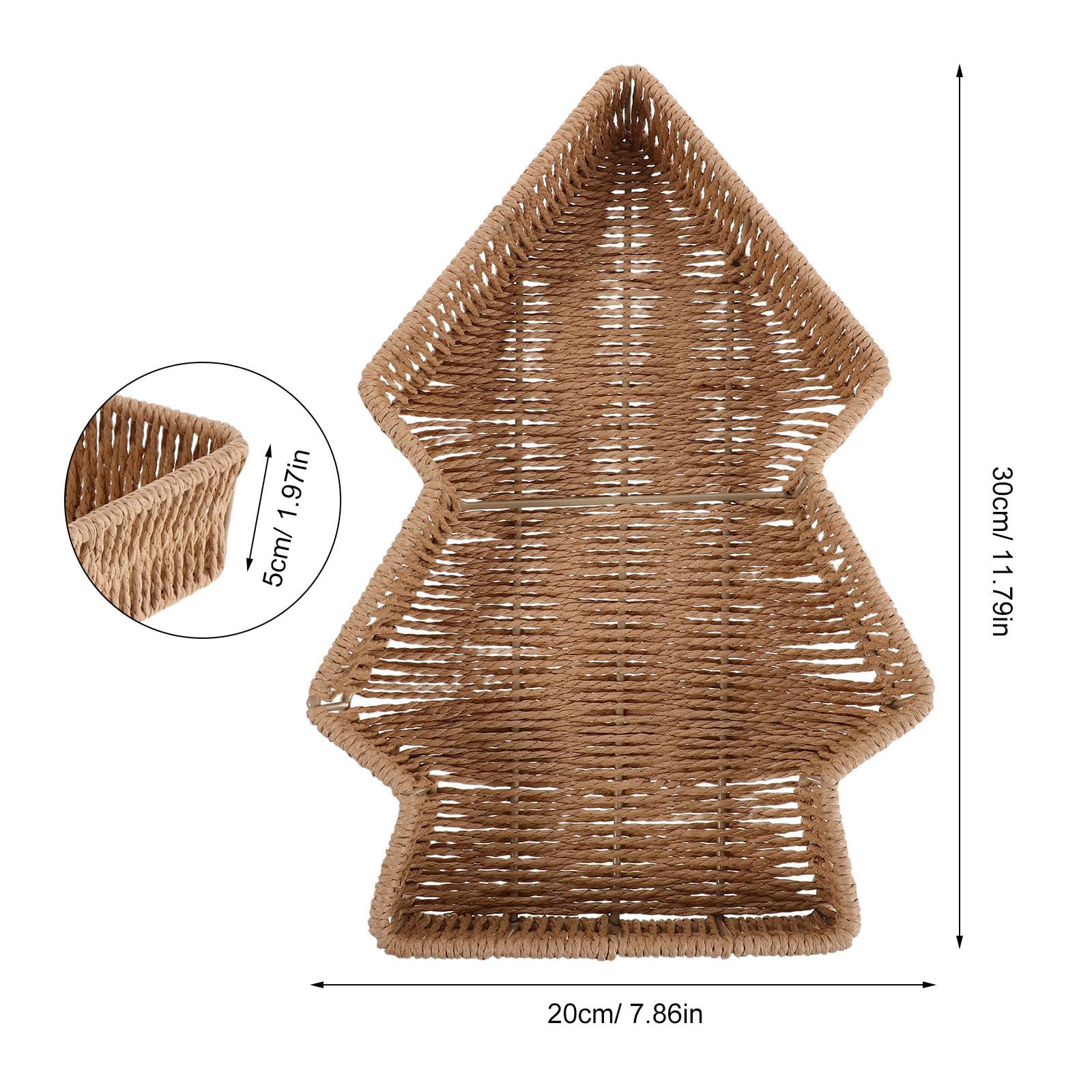 KICHOUSE 2 Piezas Cesta de Mimbre Material PP y Hierro Estilo Rústico Fácil de Manejar Forma de Árbol de Navidad y Capacidad Maximizada para Pan para Desayunos Informales