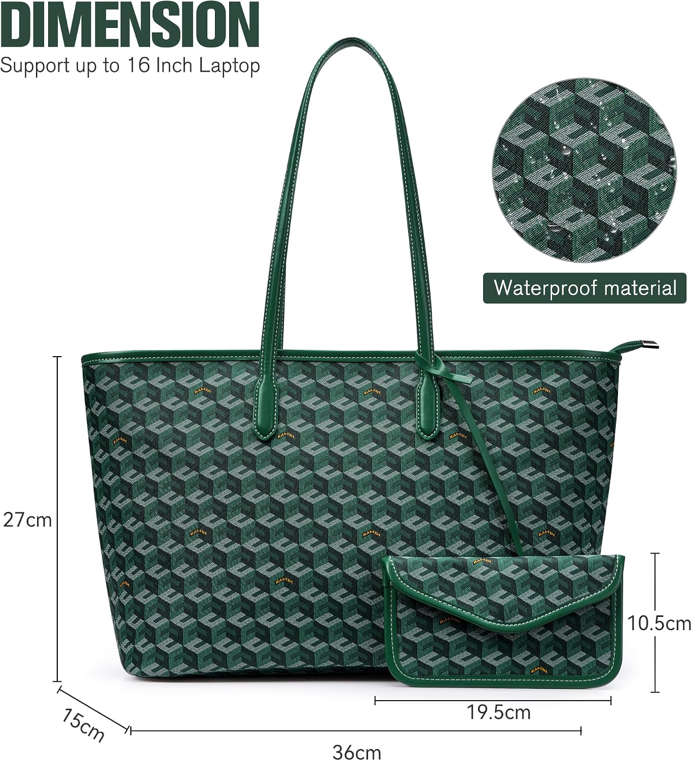 KALIDI 3D Cube Tote Bag Cubic Garden Monogram Print Leather Women Weekender Bag Shopper Handbags Purses with Top Handle