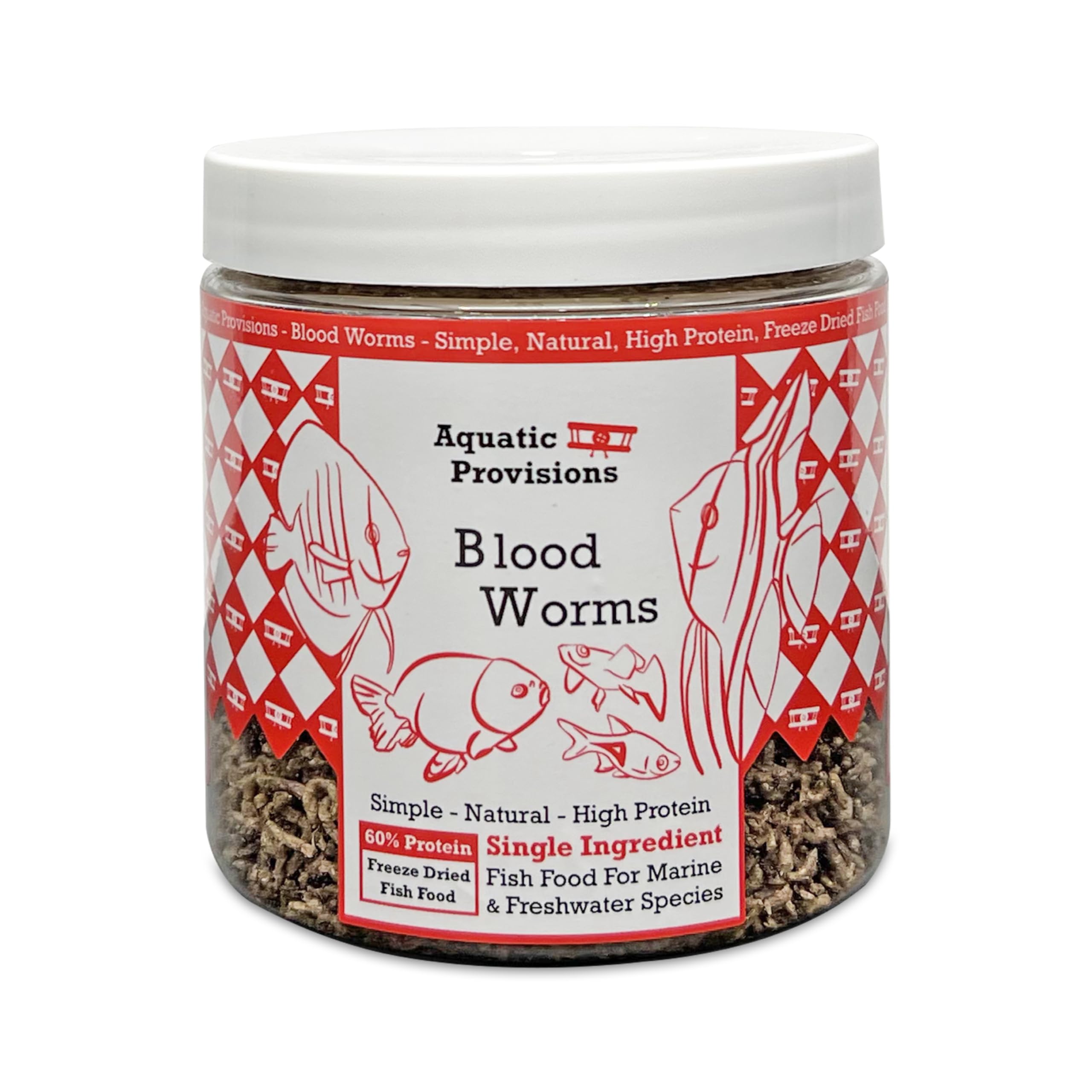 Blood Worms 1.5 oz, Freeze Dried Fish Food for Freshwater and Marine Aquarium Species