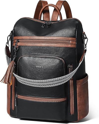 Miniatura 19 de Shrrie - Mochila de cuero vegano para laptop para mujer de 14 pulgadas, mochila de trabajo, mochila de moda, mochila de viaje, bolso para negocios y