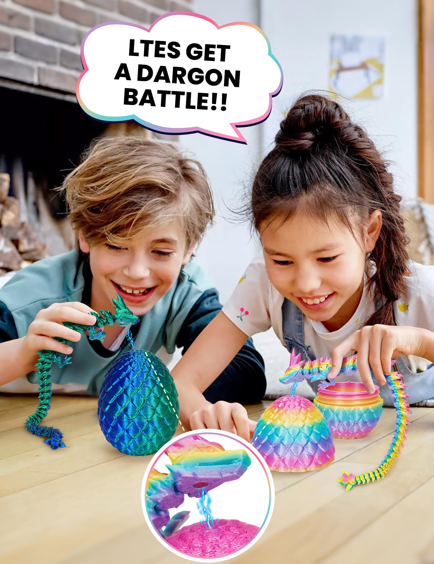 Magnetic Dragon Egg, 3D Printed Fidget Toy for Home Decor Fridge Magnets (Rainbow Colors), 4.72 inches tall - Image 3