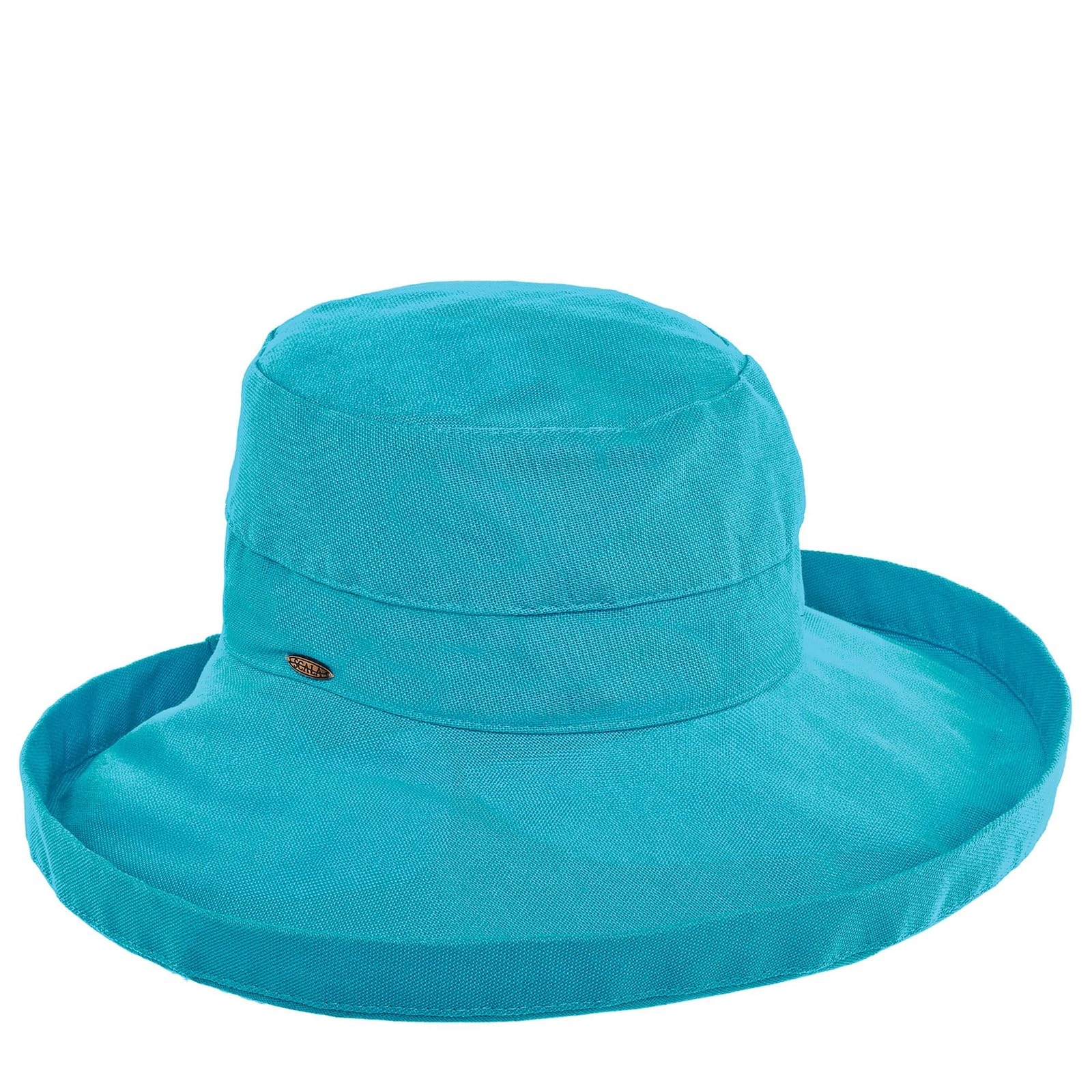 Scala Women's Cotton Hat with Inner Drawstring and UPF 50+ Rating - 3 Inch Brim (One Size, Lagoon)