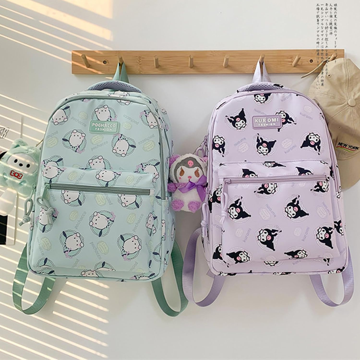 Roffatide Cartoon Kuromi All Over Print Casual Backpack Laptop Backpack Travel Hiking Rucksack Daypack Purple, LYB12603