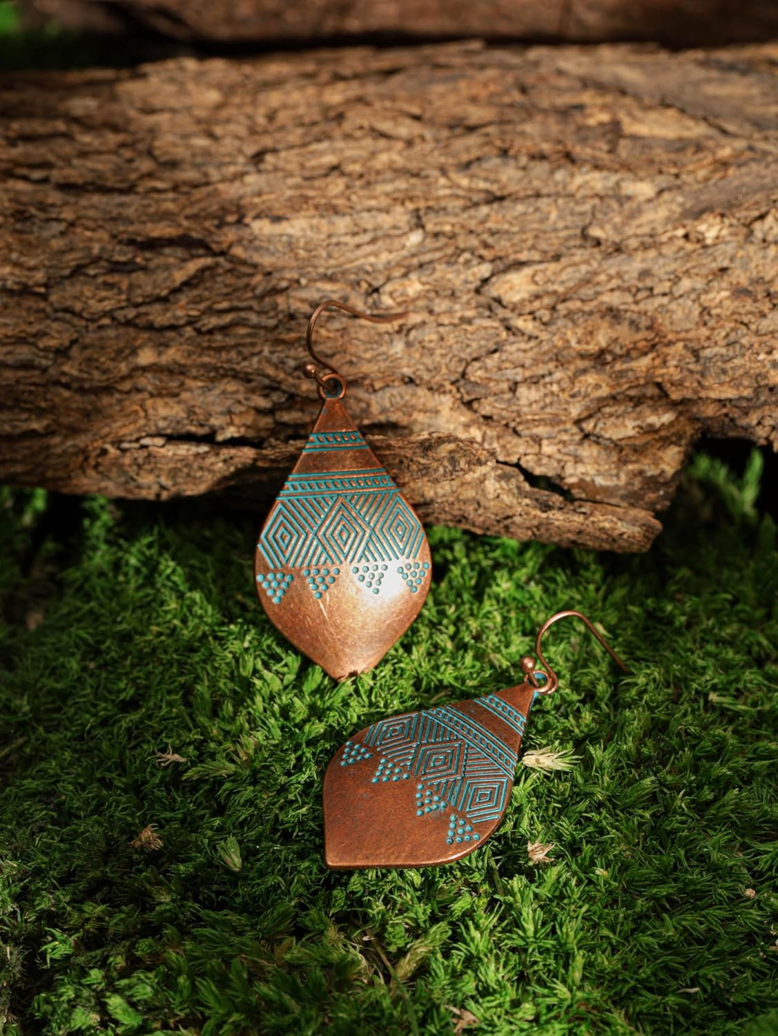 MINACHI Ethnic Vintage Bohemian Retro Antique Turquoise Color Theme Dangle Drop Earrings, Boho Jewelry Gift for Women - Image 3