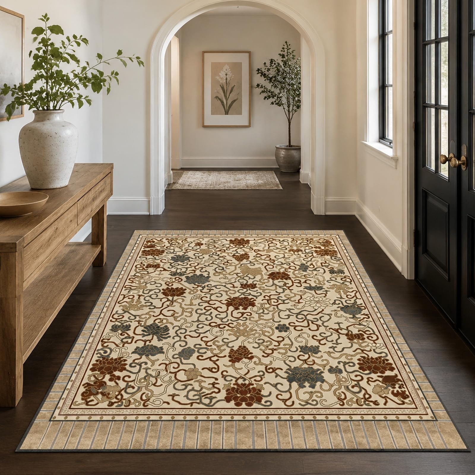 Tapis oriental floral 160x180 de maison pour chambre et fauteuil salon
