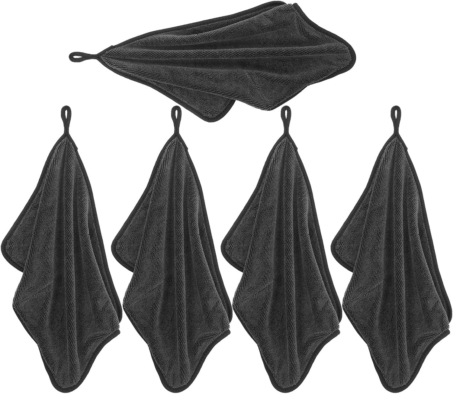 LABRIMP Microfiber Car Wash Towels 5pcs 30x40cm Thick Braided Loop Ultra Absorbent Car Wash Cloths for Glass Interior Exterior Detailing
