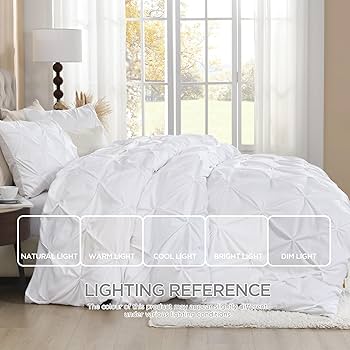 Amazon｜Andency ピンチプリーツ ホワイト 羽毛布団カバー クイーン