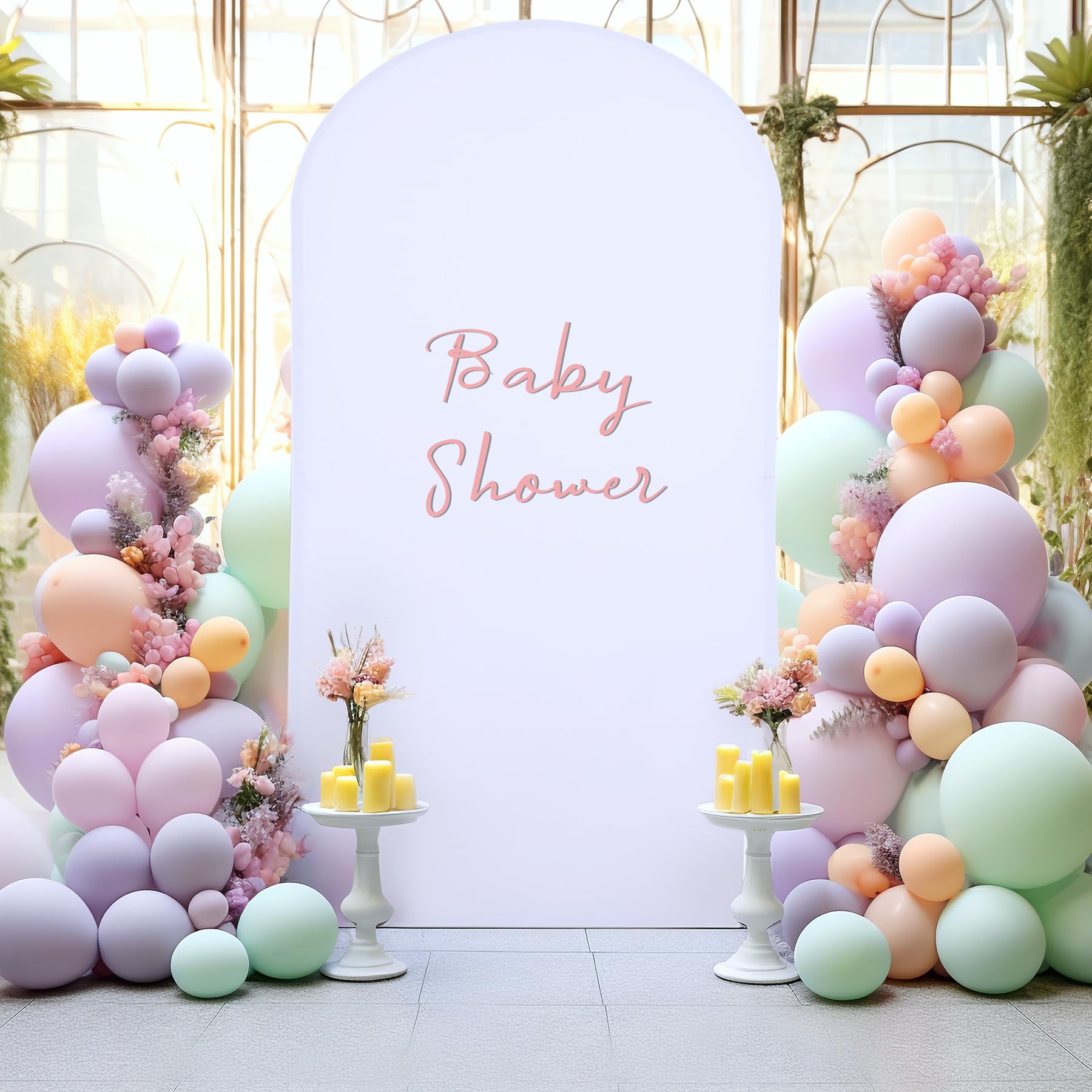 White Arch Cover, 7.2FT Spandex Fitted Wedding Arch Stand Covers Round Top Chiara Backdrop Cover for Birthday Party Ceremony Banquet Decoration