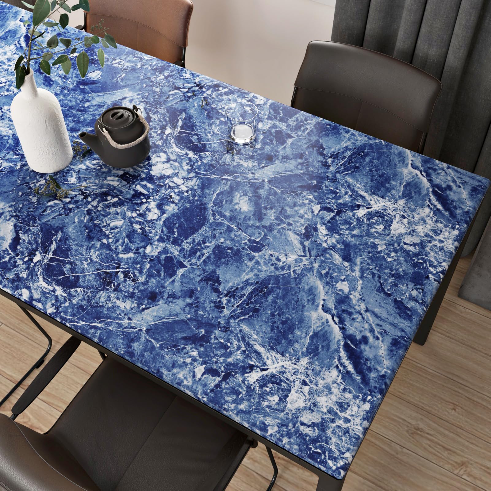 Wallercity Stream Blue Marble Contact Paper for Countertops Waterproof Self Adhesive Marble Blue/White Peel and Stick Wallpaper fpr Counter Top Vinyl