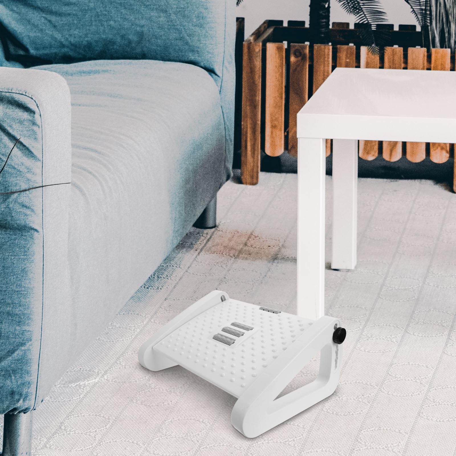 Garneck Reposapiés Buena Capacidad de Carga y Resistencia Presión Ergonómico Ajustable de Plástico Blanco para Oficina Adecuado para Trabajo y Descanso