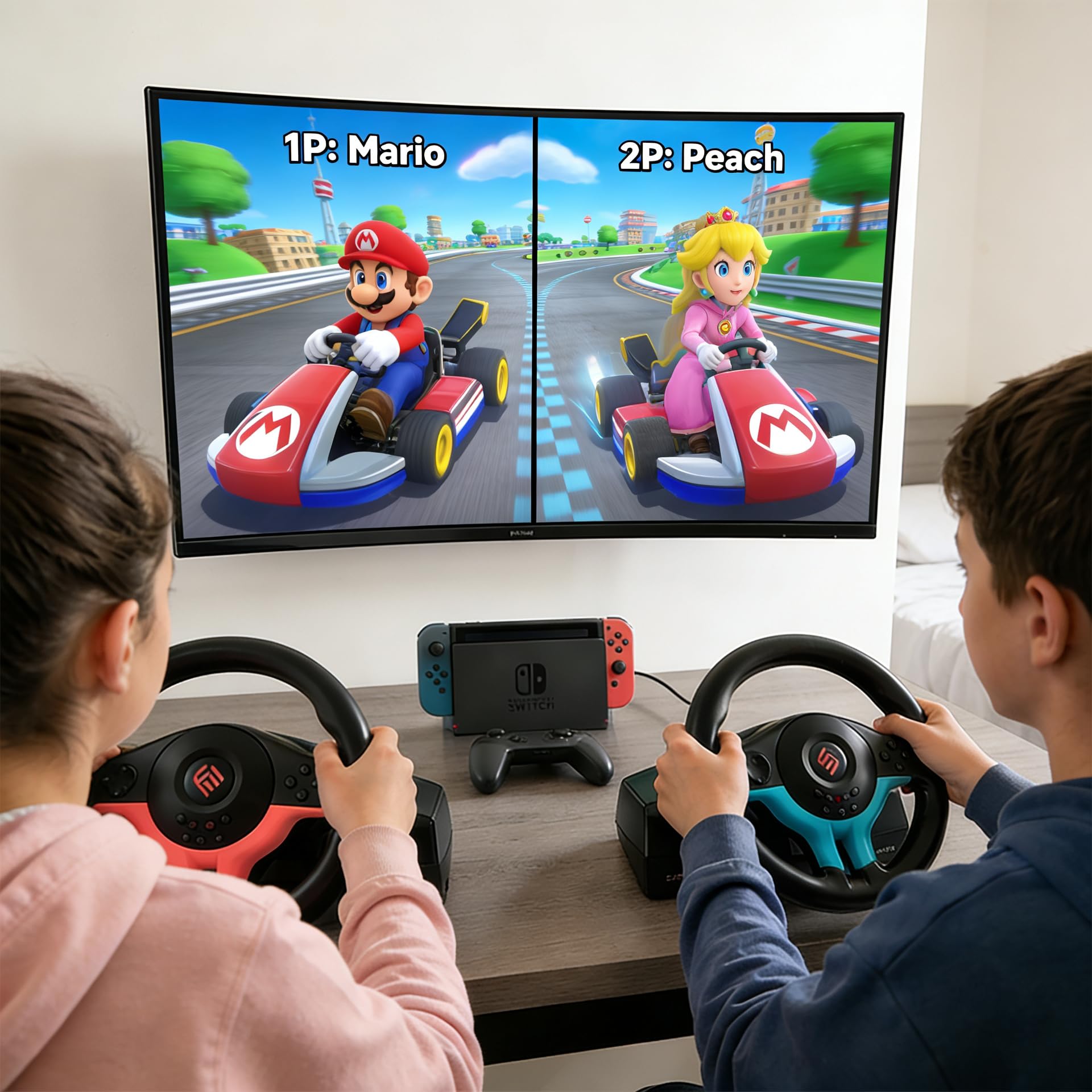 Subsonic - Volante Superdrive SV250-S - Volante de Carreras Switch 2 / Switch. Rotación de 180°, con Pedales y Paletas de Cambio – Edición Roja