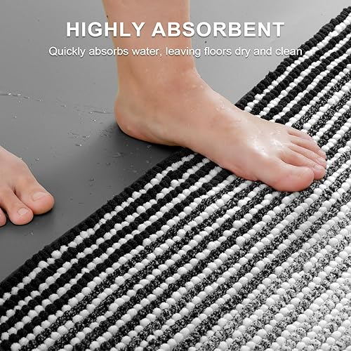 Miniatura 253 de BSICPRO Juego de alfombras y tapetes de baño, 2 piezas de felpilla gruesa y absorbente, antideslizantes, suaves y peludas para baño, lavables a