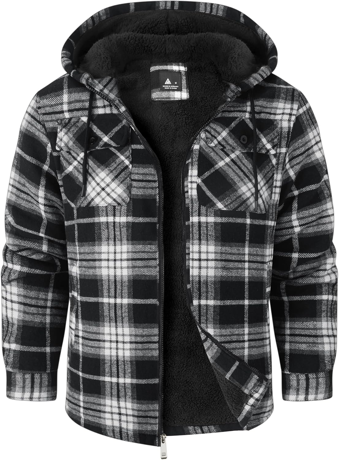 SCODI Men's Flannel Jacket Sherpa Lined Hoodies Zip Up Fleece Plaid Shirt Jackets Winter Outdoor Coat Warm Outwear