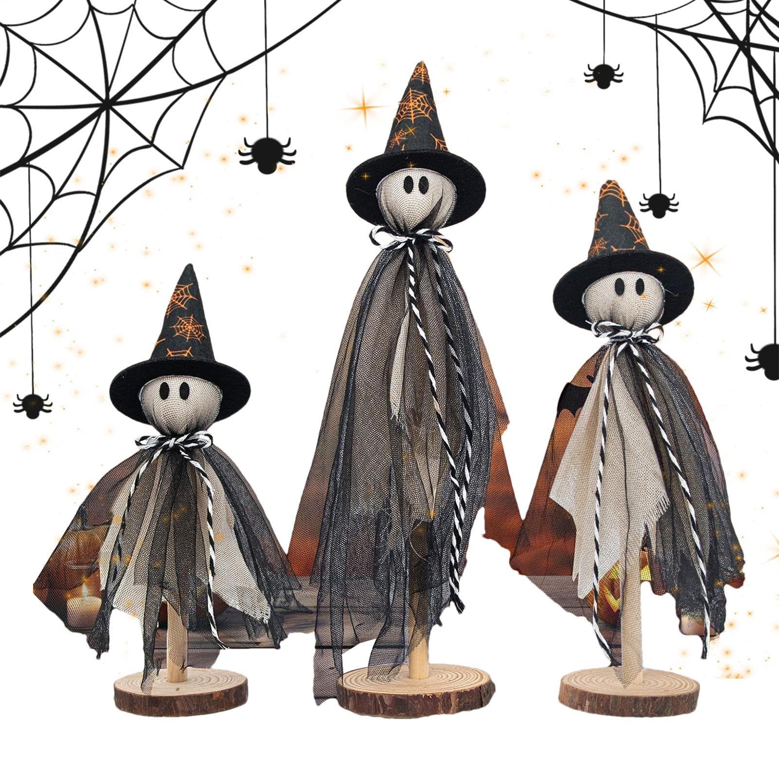Sculpture fantômes Halloween en bois : égayez votre espace de travail et étagères de maison
