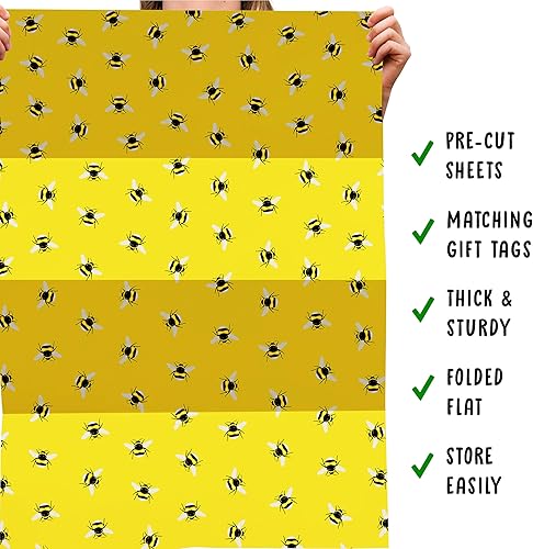 Miniatura 5 de CENTRAL 23 - Papel de regalo de abejas - 6 hojas de papel de regalo para cumpleaños - Mujeres - Amigos - Decoraciones de cumpleaños de baby shower