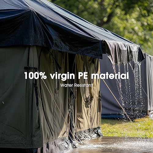 Miniatura 4 de Yescom Lona de Polietileno Reforzada de Servicio Pesado de 16 x 20 pies, 14 mil, Lona Impermeable Reversible, Cubierta de Lámina para Suelo, Lonas