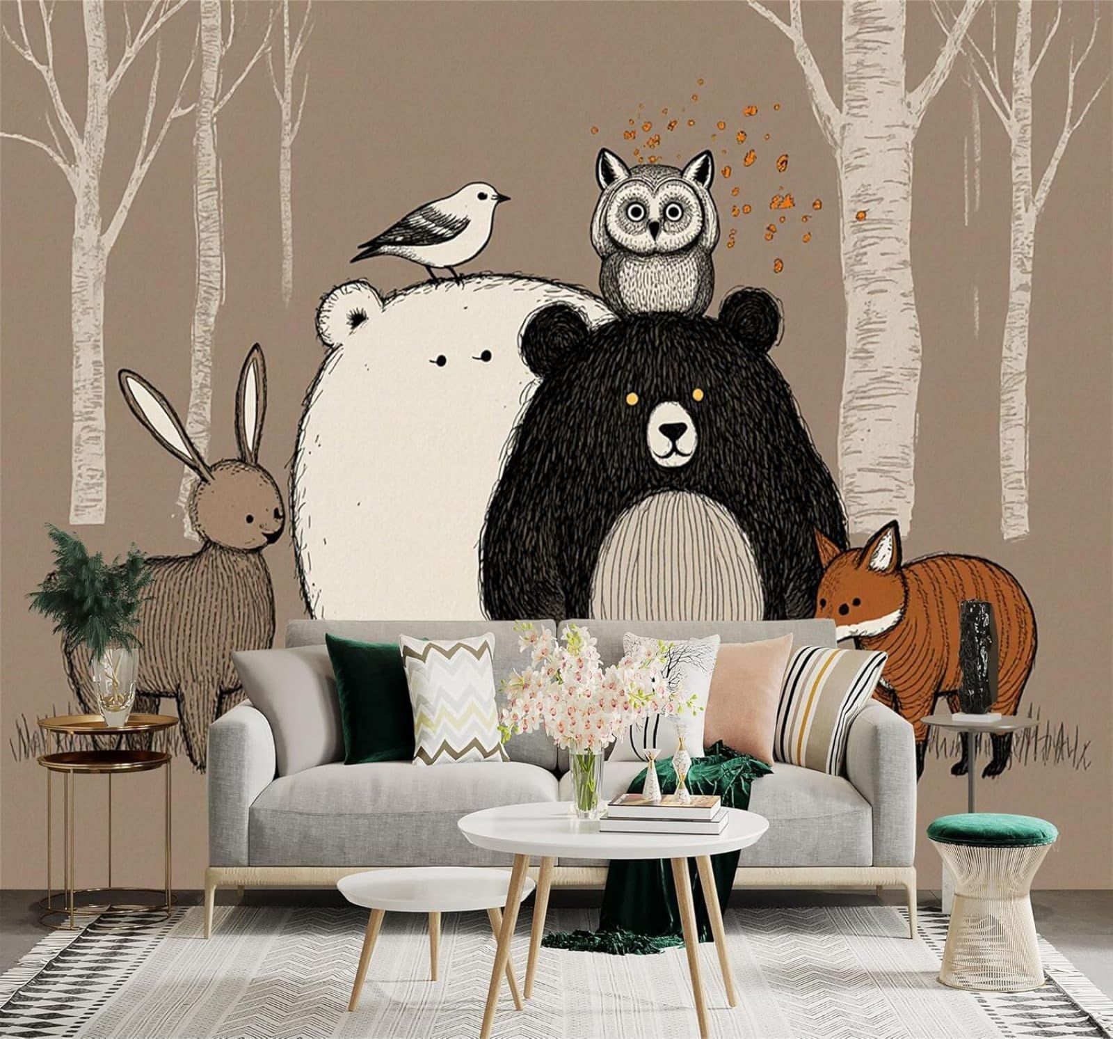 Papier peint 3D forêt pour mur de salon et chambre à coucher