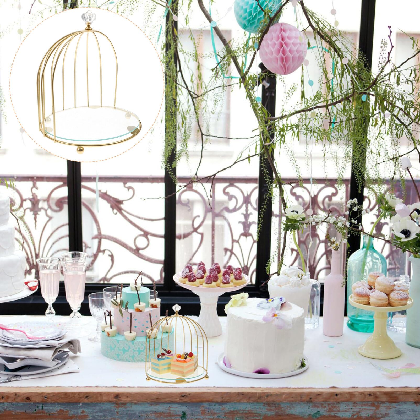 Alipis Soporte Decorativo Para Cupcakes Forma De Jaula De Pájaro Elegante Estante Para Tartas y Postres Para Bodas y Fiestas Diseño Presentación De Dulces