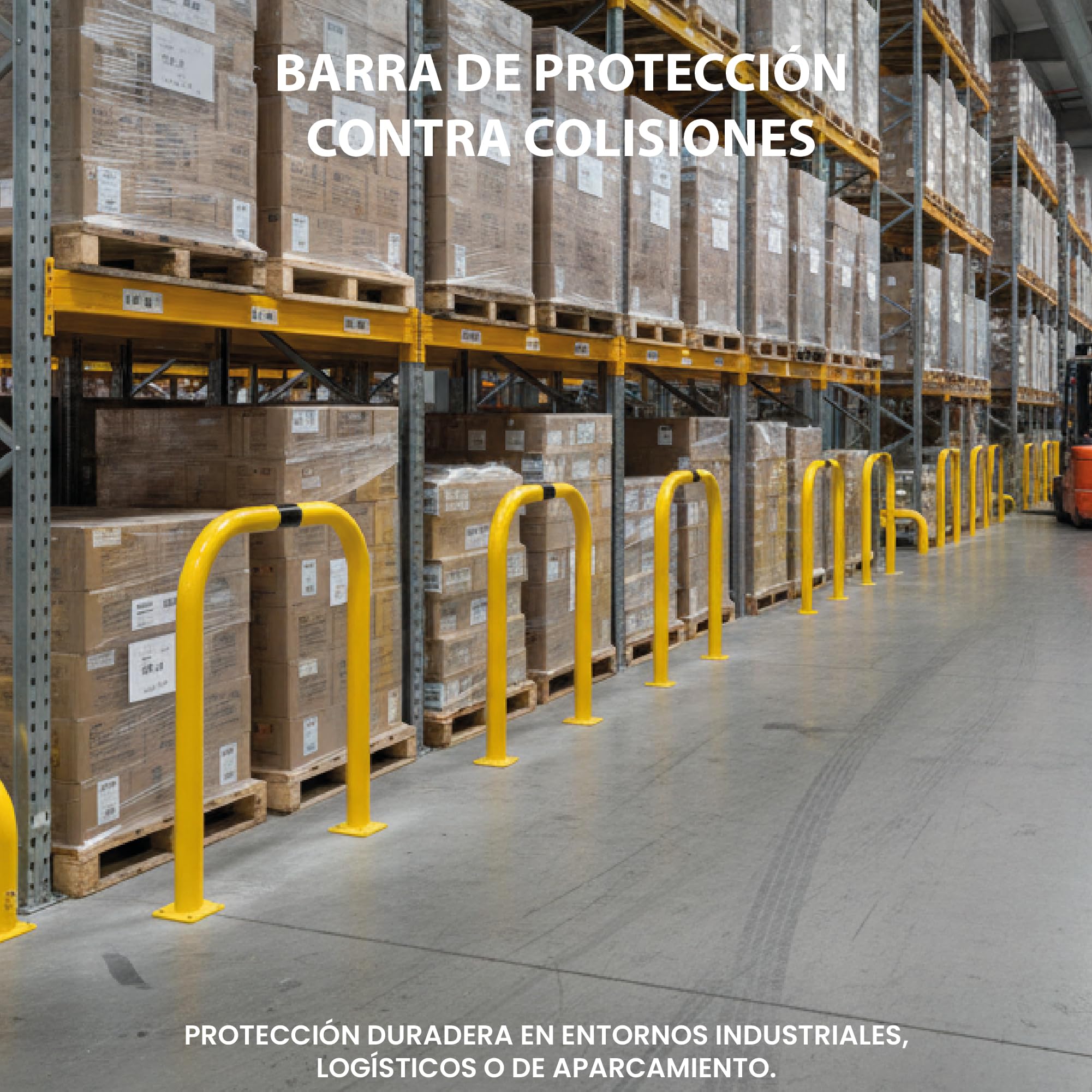 Barra de Protección Metálica de Acero Amarillo con Franjas Negras | Barreras de Seguridad Industrial para Almacenes, Parkings y Garajes | Alta Visibilidad, Fijación Estable y Diseño en U (1200x1000mm)