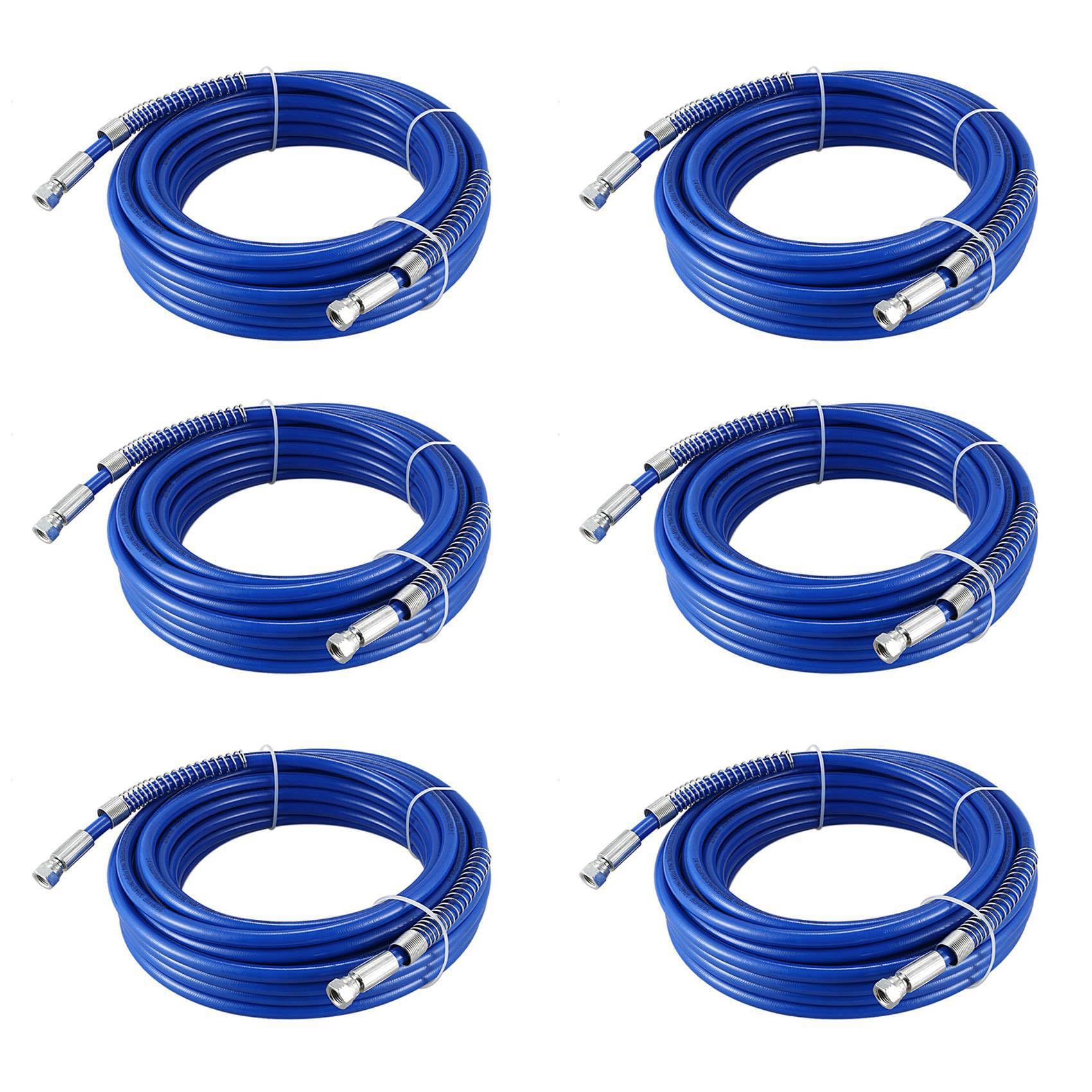 Jnchdghwa 6pcs 15m Hose Airless Paint Hose 1/4 Inch Airless Sprayer 3600 PSI High Pressure Fiber Pipe