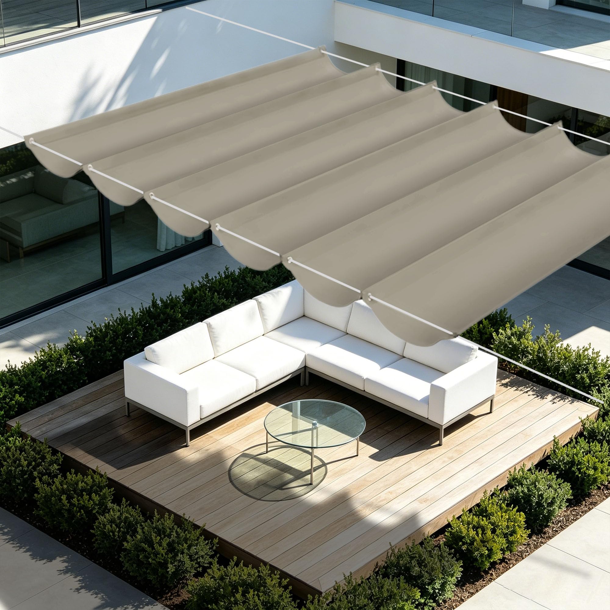Toile d'ombrage rétractable imperméable 3x6m taupe pour votre terrasse