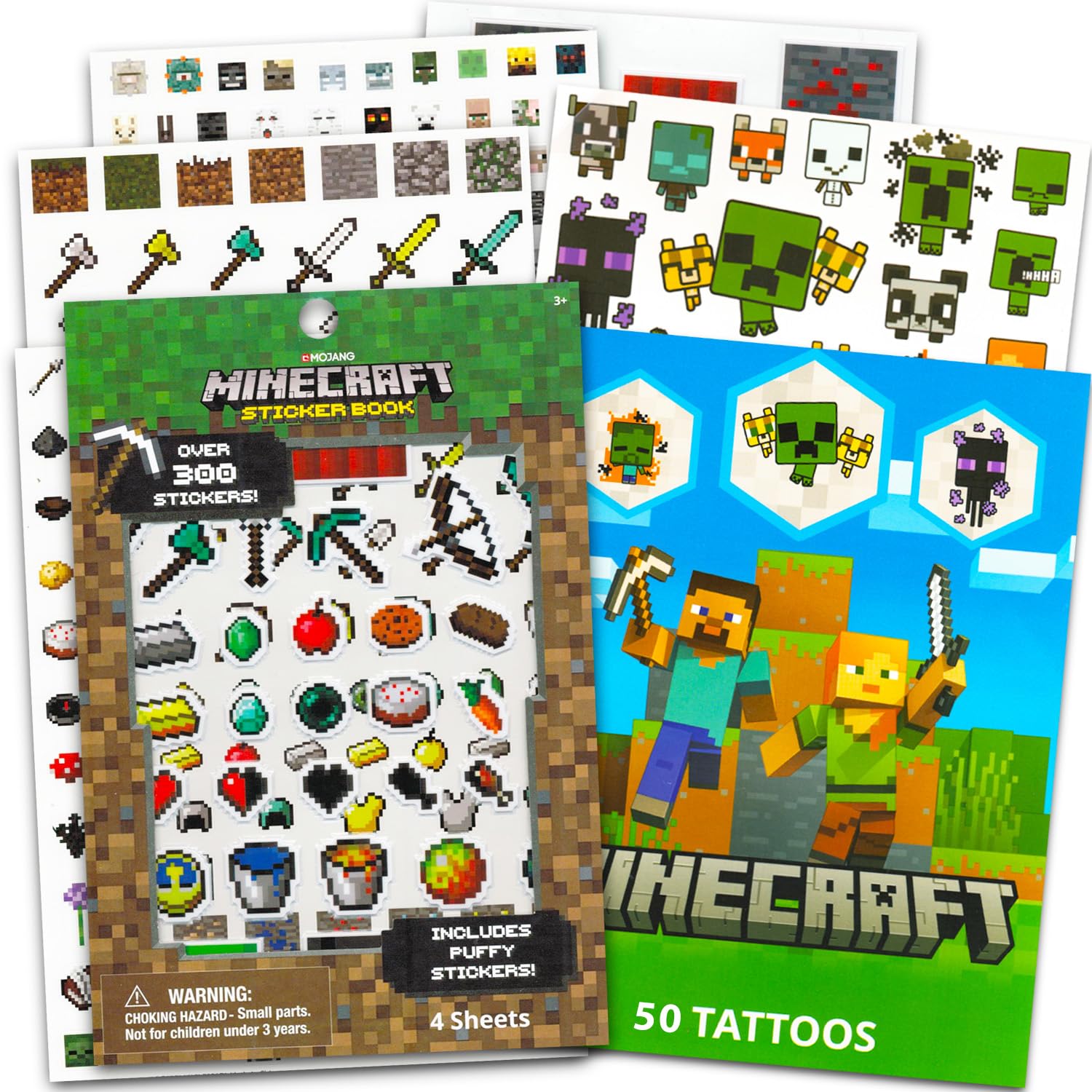 Minecraft Sticker & Tattoo Super Set - Bundle With Over 300 Stickers and 50 Temporary Tattoos | Party Supplies for Boys
