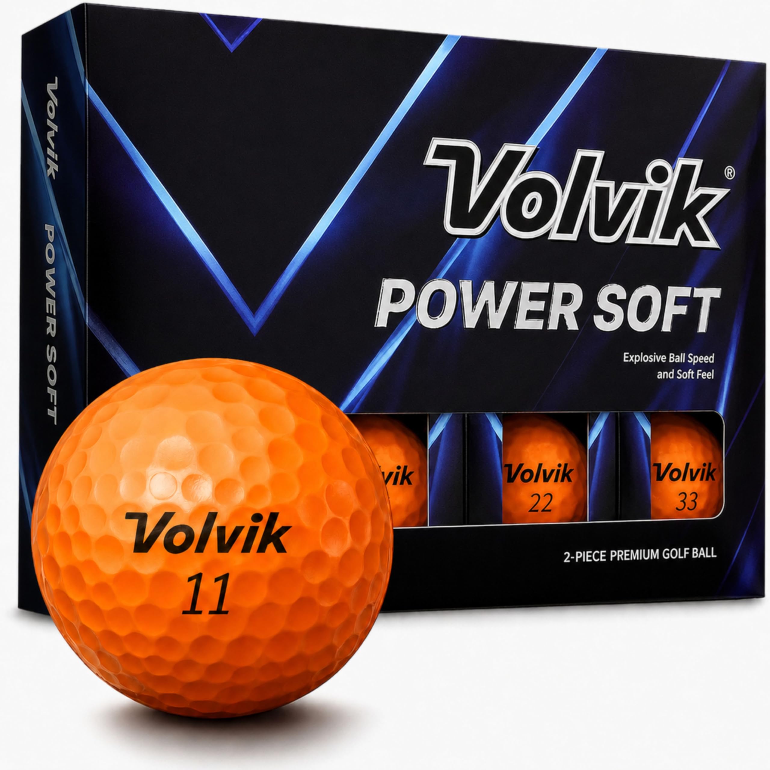 Volvik Powersoft Orange Golf Balls – New for 2025, 75 Compression, Glossy, 2 Piece Single Core, High Visibility, 12 Pack